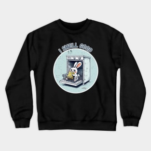 Sweet Animals: Bunny Rabbit Smells A Sponge - Cute Bunny - A Funny Silly Retro Vintage Style Crewneck Sweatshirt